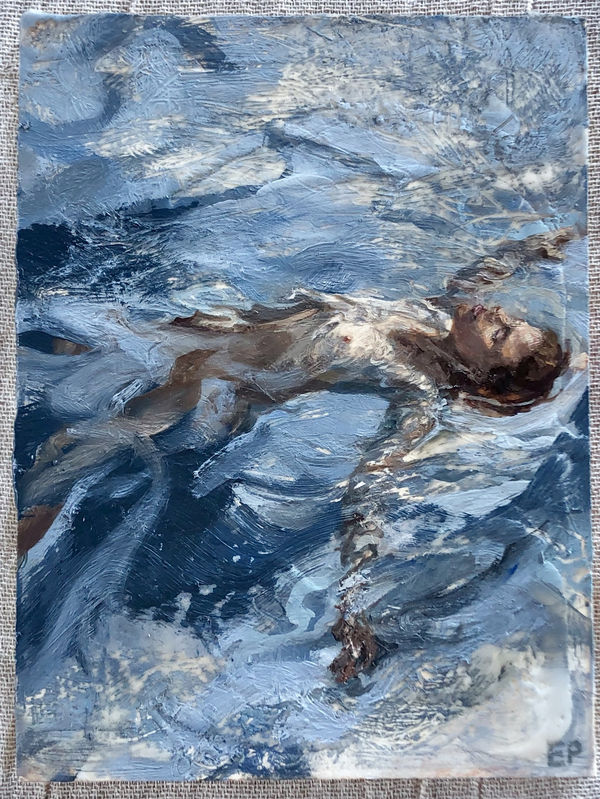 Just Me and the Sea, 2020 Oil and beeswax on panel 20 x 15cm