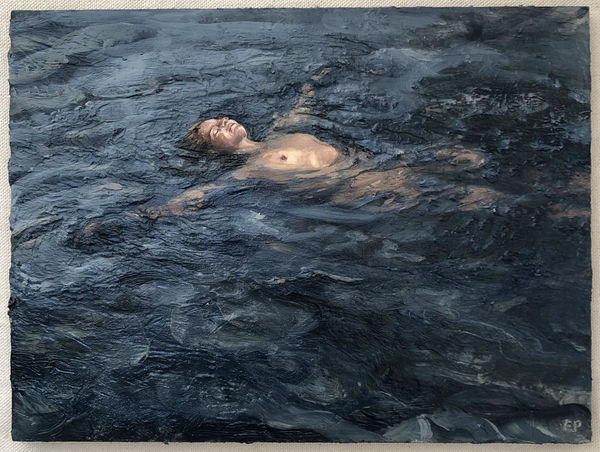 Clouds Upon My Eyelids, 2022 Oil and beeswax on panel 24 x 18cm