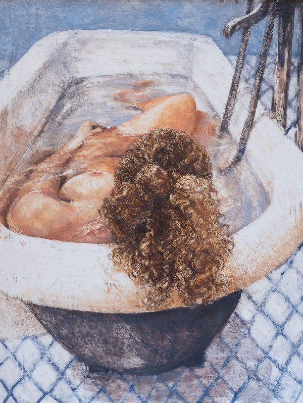 Blue Tiles, 2017 Oil and beeswax on panel 61 x 46cm