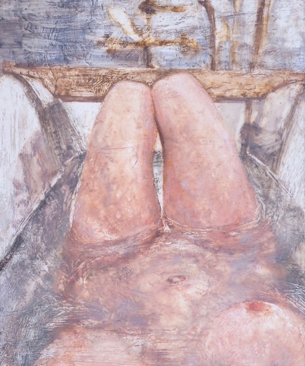 Knees, 2017 Oil and beeswax on panel 30 x 25cm