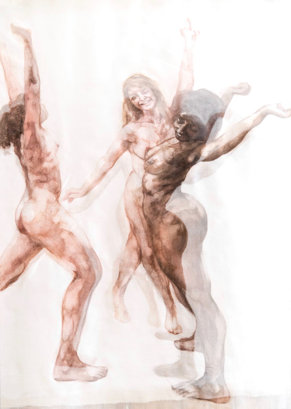 Escape The Ordinary, 2019 Watercolour on layered chiffon and canvas 106 x 80cm