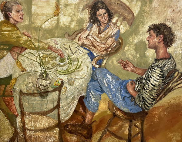 Chewing The Cud, 2024 Beeswax and oil on panel 156cm x 122cm