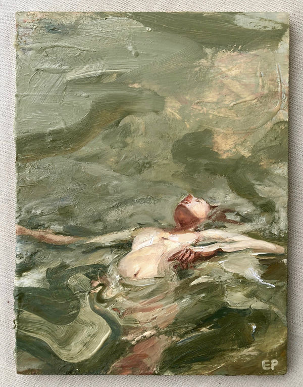 Waterbed, 2020 Oil and beeswax on panel 20 x 15cm