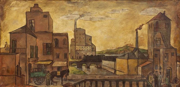 Julio Uruguay Alpuy, Paisaje ciudadano con cerro, 1948