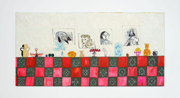 Ana Prata À mesa, 2024 óleo e acrílica sobre linho [oil and acrylic on linen] 191 x 383.5 x 4 cm 75 1/4 x 151 x 1 5/8 in (21822) Ph: Edouard Fraipont