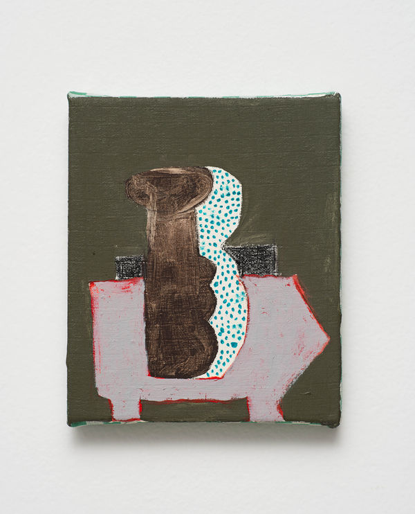 Ana Prata Perfil, 2024 óleo, acrílica e carvão sobre tecido [oil, acrylic and charcoal on fabric] 18 x 15 x 1.5 cm 7 1/8 x 5 7/8 x 5/8 in (22194) Ph: Edouard Fraipont