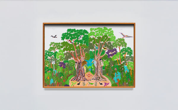 Aycoobo Selva, 2024 acrílica sobre papel [acrylic on paper] 76 x 106 x 3.5 cm 29 7/8 x 41 3/4 x 1 3/8 in (22154) Ph: Juan Pablo Velasco. Courtesy of the artist and Instituto de Visión