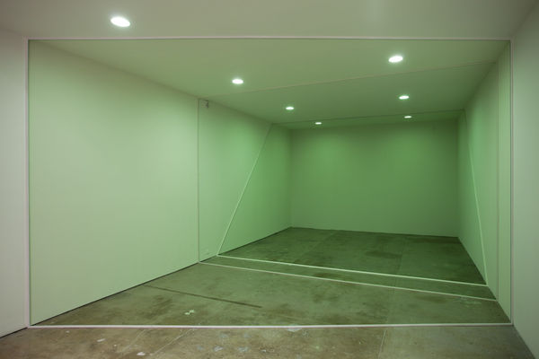 Marcius Galan Três Seções [Three Sections], 2010 madeira, cera de piso, acrílica sobre parede [wood, floor wax, and acrylic on wall] dimensões variáveis [variable dimensions] 2/3 + PA (#2/3) (8605)