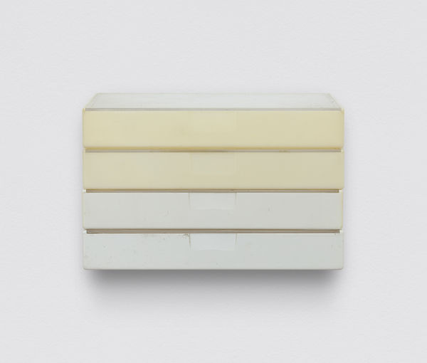 Juliana Frontin volume e repetição, 2023 embalagens de caixas vazias de fita empilhadas [empty packaging from stacked tape boxes] 7 x 11 x 7 cm 2 3/4 x 4 3/8 x 2 3/4 in (22399)