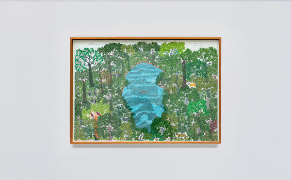 Aycoobo Laguna Ancestral, 2019 acrílica sobre papel [acrylic on paper] 76 x 106 x 3.5 cm 29 7/8 x 41 3/4 x 1 3/8 in (22156) Ph: Gregorio Mariño. Courtesy of the artist and Instituto de Visión