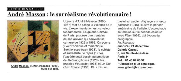 André Masson : le surréalisme révolutionnaire !