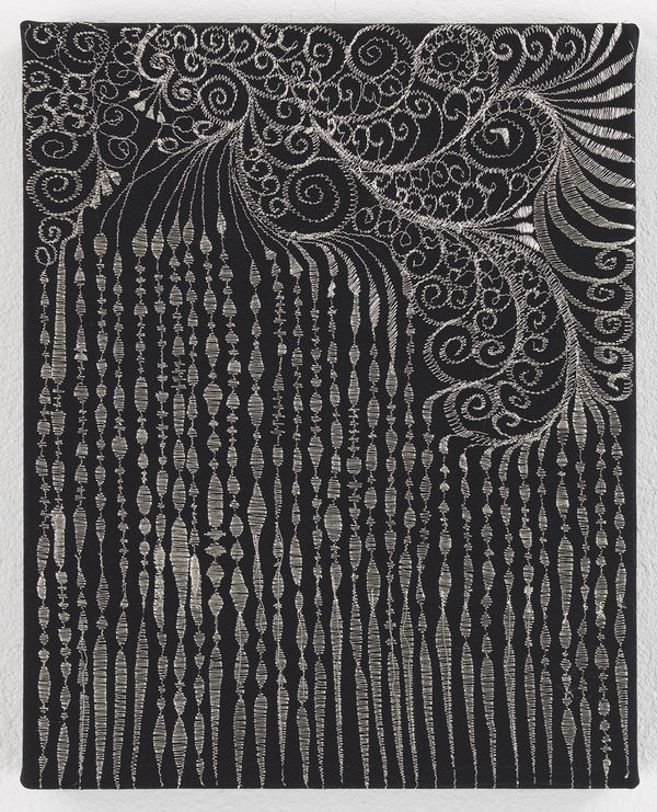 Angelo Filomeno Broadway 1, 2019 Metallic thread on cotton 10 x 8 inches (25.4 x 20.3 cm)