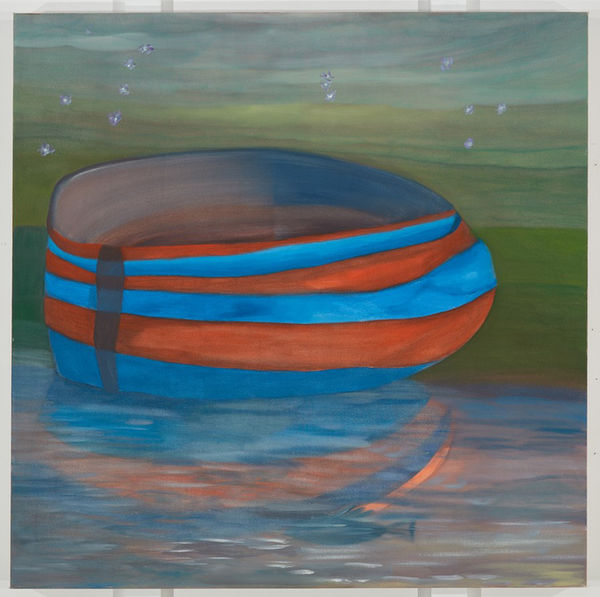 Work on view: Ficre Ghebreyesus, Solitary Boat in Red and Blue, c. 2002-07