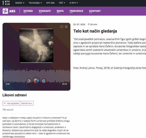 Telo kot način gledanja, RTV SLO