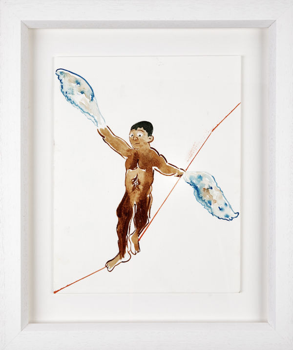 Xavier Laurent Leopold, Learning How To Fly, 2023 Watercolours on Cold Pressed Paper, Framed