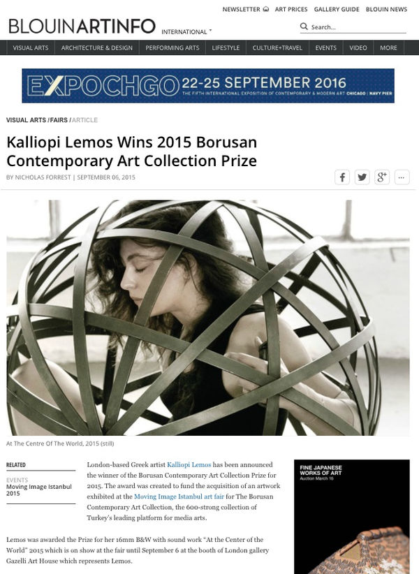 KALLIOPI LEMOS | BLOUIN ARTINFO | SEPTEMBER 2015