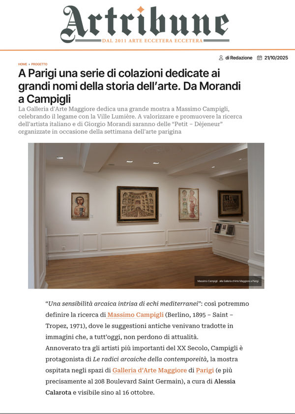 In Paris, a series of breakfasts dedicated to the great names in art history. From Morandi to Campigli