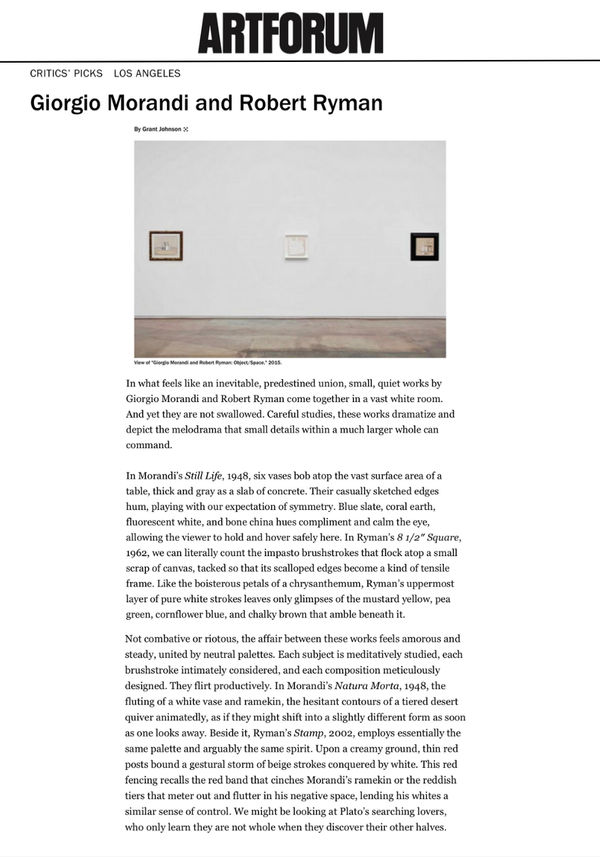Giorgio Morandi and Robert Ryman