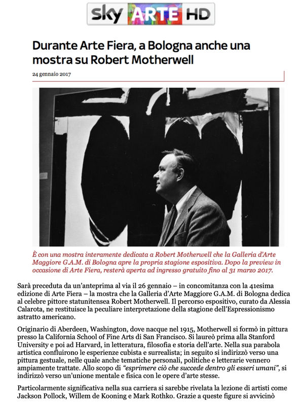 During Arte Fiera, Bologna also hosts an exhibition on Robert Motherwell, The Galleria d’Arte Maggiore G.A.M. in Bologna opens its...