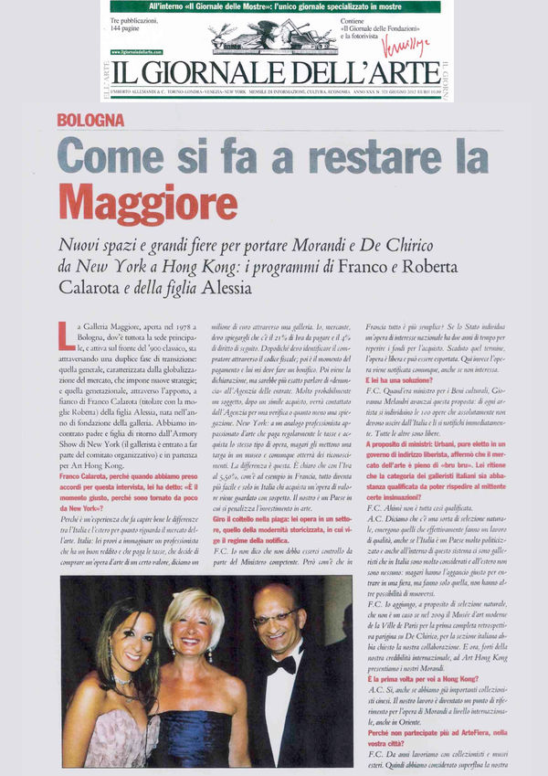 How to Remain “La Maggiore”, New spaces and major fairs to bring Morandi and De Chirico from New York to...