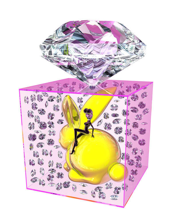 Lee Glass Box Chasing Rabbit Yellow 2014 C Print Face Mounted With Perspex 1000 X 774Mm Alee023 14