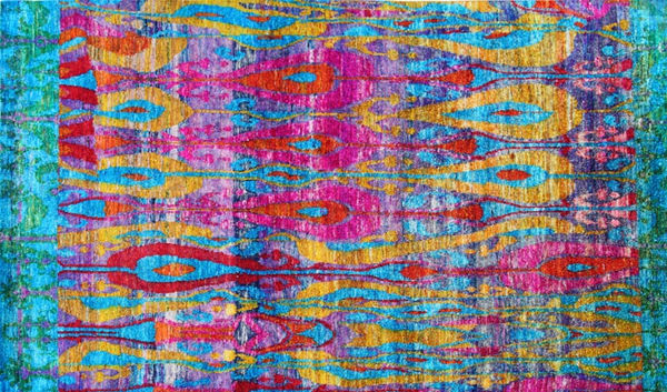 Hand-made carpet – Ikat – dimensions 1.79 х 2.8 . Composition: pile – silk , weft – cotton, warp – cotton.