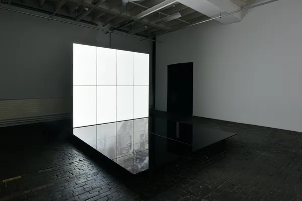 Emmanuel Van der Auwera, "VideoSculpture XXX (The Gospel)", 2024, installation view "A Cosmic Movie Camera", Biennale de l’Image en Mouvement 2024, Centre d’Art Contemporain Genève, 2024. Photo credit Mathilda Olmi © Centre d’Art contemporain Genève