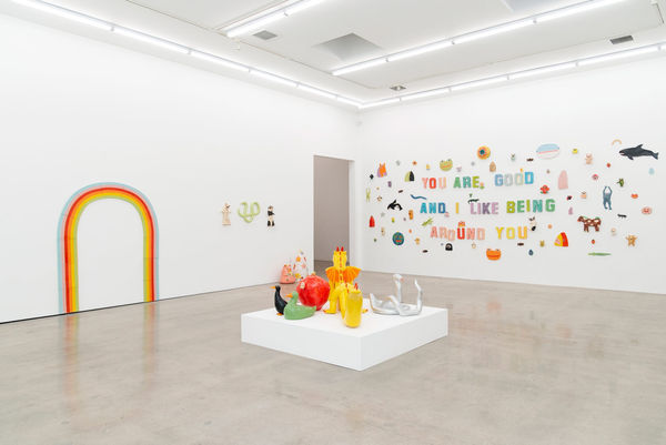 Installation view of Katie Kimmel & Lorien Stern's exhibition You Are Good at Hashimoto Contemporary Los Angeles