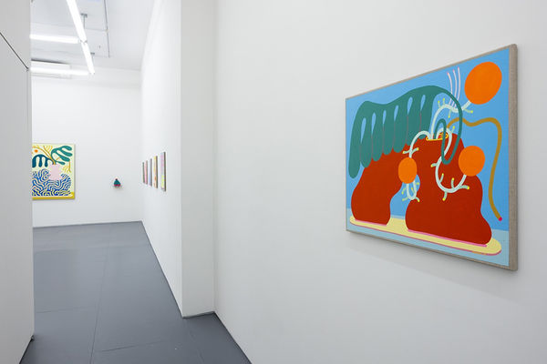 installation image of mixed media CHIAOZZA works in NYC gallery
