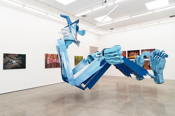 Installation image of at Hashimoto Contemporary Los Angeles of Wayne White's exhibition Jumping From Ice Floe to Ice Floe