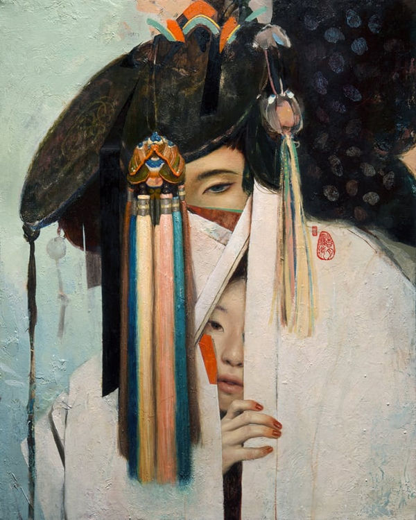 Detail of Soey Milk's 'Balsam' figurative / abstract piece