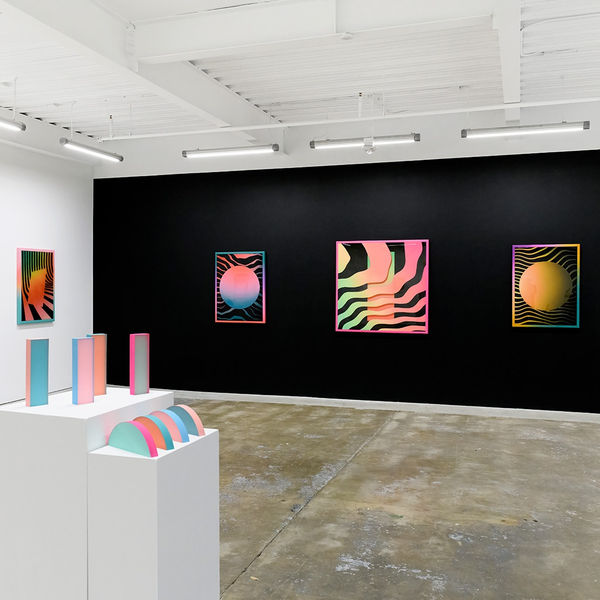 Installation view for Rachel Strum & CHIAOZZA's exhibition "Cosmic Bloom"