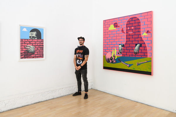 Installation image of Michael Reeder's solo exhibition "Brick and Mortar" at Hashimoto Contemporary SF