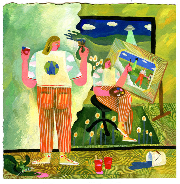 painting by Linsday Stripling of a woman painting herself