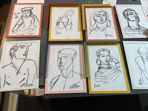 Poppy Ellis "Contemporary Portraits of Yesteryear" 37 charcoal drawings