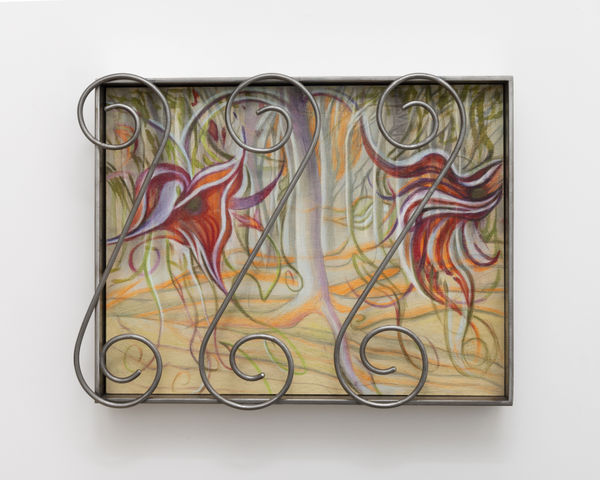 Alina Bliumis (b. 1972) Euphoria, 2023 Watercolor and watercolor pencil on wood panel, artist&rsquo;s steel frame 15 x 19 x 3 inches 38 x 48 x 7 cm