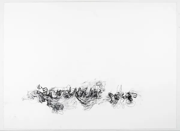 Tara Geer, "Small Horizon", 2023 charcoal, chalk, pastel, and pencil 22 x 30 in (55.9 x 76.2 cm)