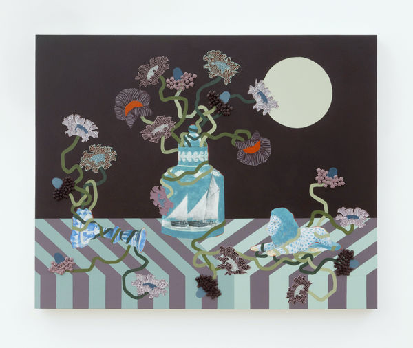 Lizzie Gill (b. 1989) Tea Caddy (Sleeping Lions), 2024 Acrylic, image transfer and marble dust emulsion on panel 24 x 30 inches 61 x 76.2 cm