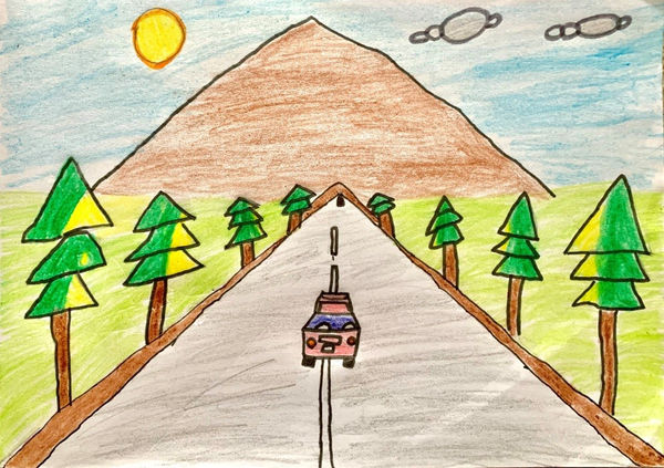 Ahaan Waghmare, aged 5. Inspired by L.S Lowry.