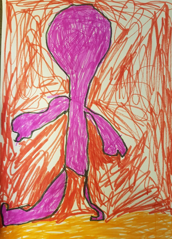 Bernard, aged 5. Inspired by Keith Haring.