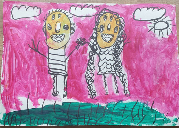 Lily Wernhams, aged 7. Inspired by Keith Haring.