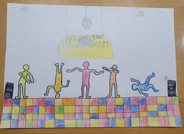 Eshan Abdul-Kahar, aged 8. Inspired by Keith Haring.