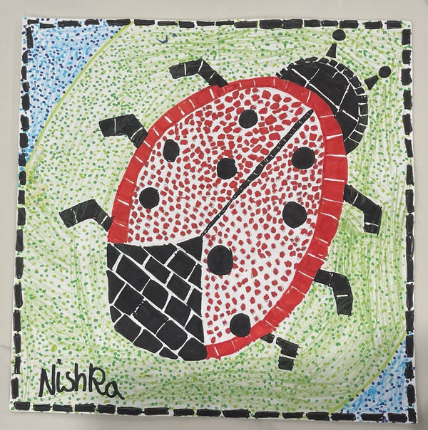 Nishka Baluja, aged 8. Inspired by Damien Hirst.
