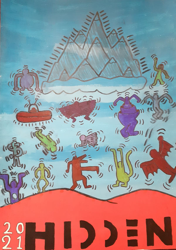 Isaiah Glasford, aged 12. Inspired by the work by Keith Haring.