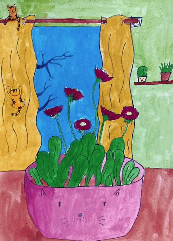 Amy Pearsall, Age 10, Inspired by David Hockney’s My Window