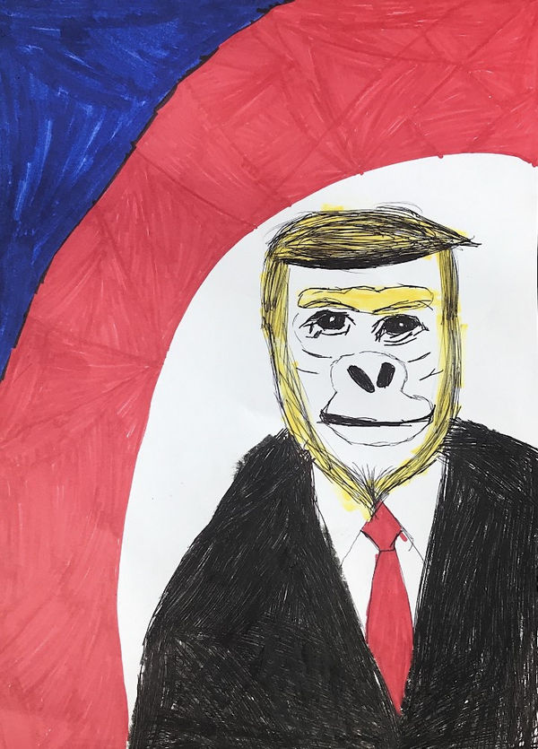 Anastasia, aged 10. Inspired by Banksy.