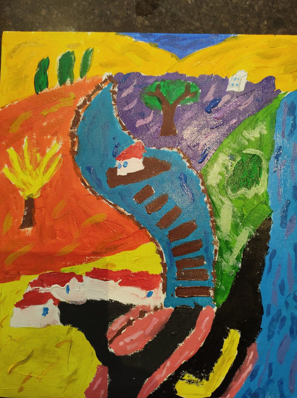 Esther McCullagh, aged 10. Inspired by David Hockney.