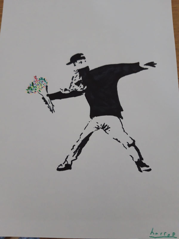 Harry Driver, aged 9. Inspired by Banksy.