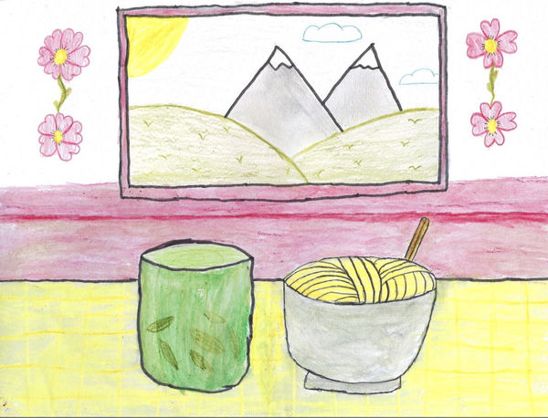 Ifeoluwa Balogun, aged 11. Inspired by David Hockney.