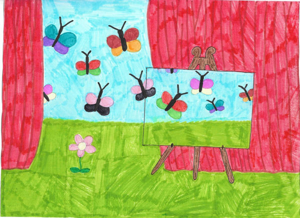 Katie Ward, aged 10. Inspired by Rene Magritte.